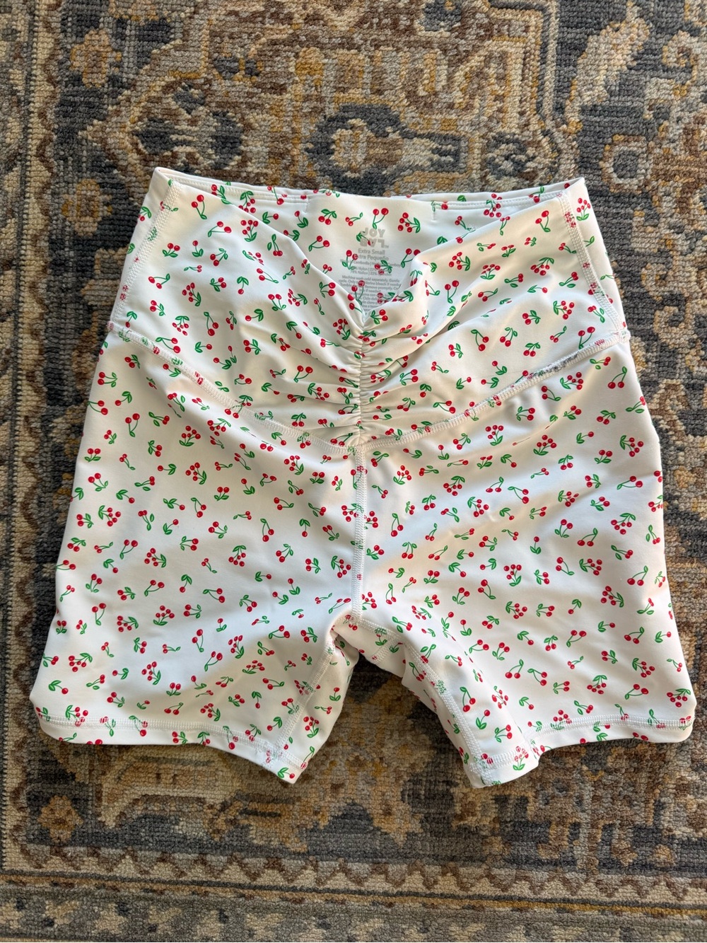 JoyLab White Bike Shorts with Red Cherry Print